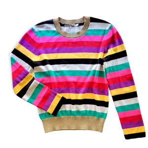Pam & Gela Multicolor Striped Crew Neck Sweater